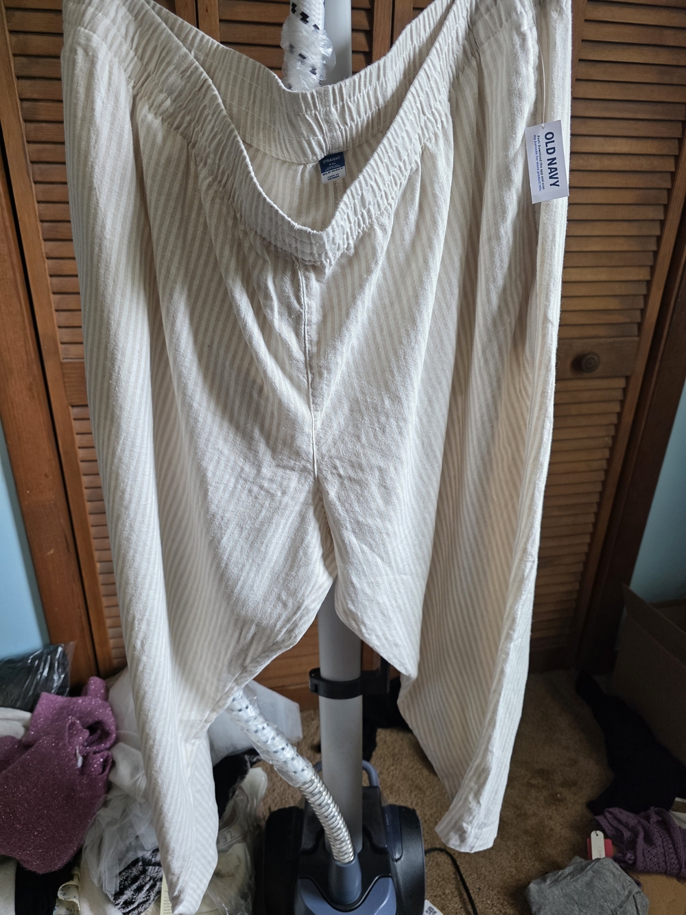 Old Navy Cream Striped Linen Blend Bottoms- XXL